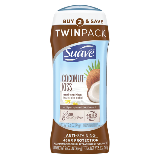 Suave Coconut Kiss Twin Pack Antiperspirant Deodorant