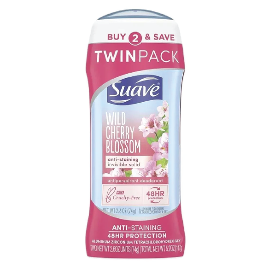 Suave Wild Cherry Blossom Twin Pack Antiperspirant Deodorant