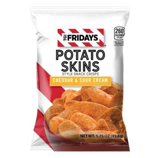 T.G.I. Fridays Cheddar & Sour Cream Potato Skins Snack Crisps 1.75oz