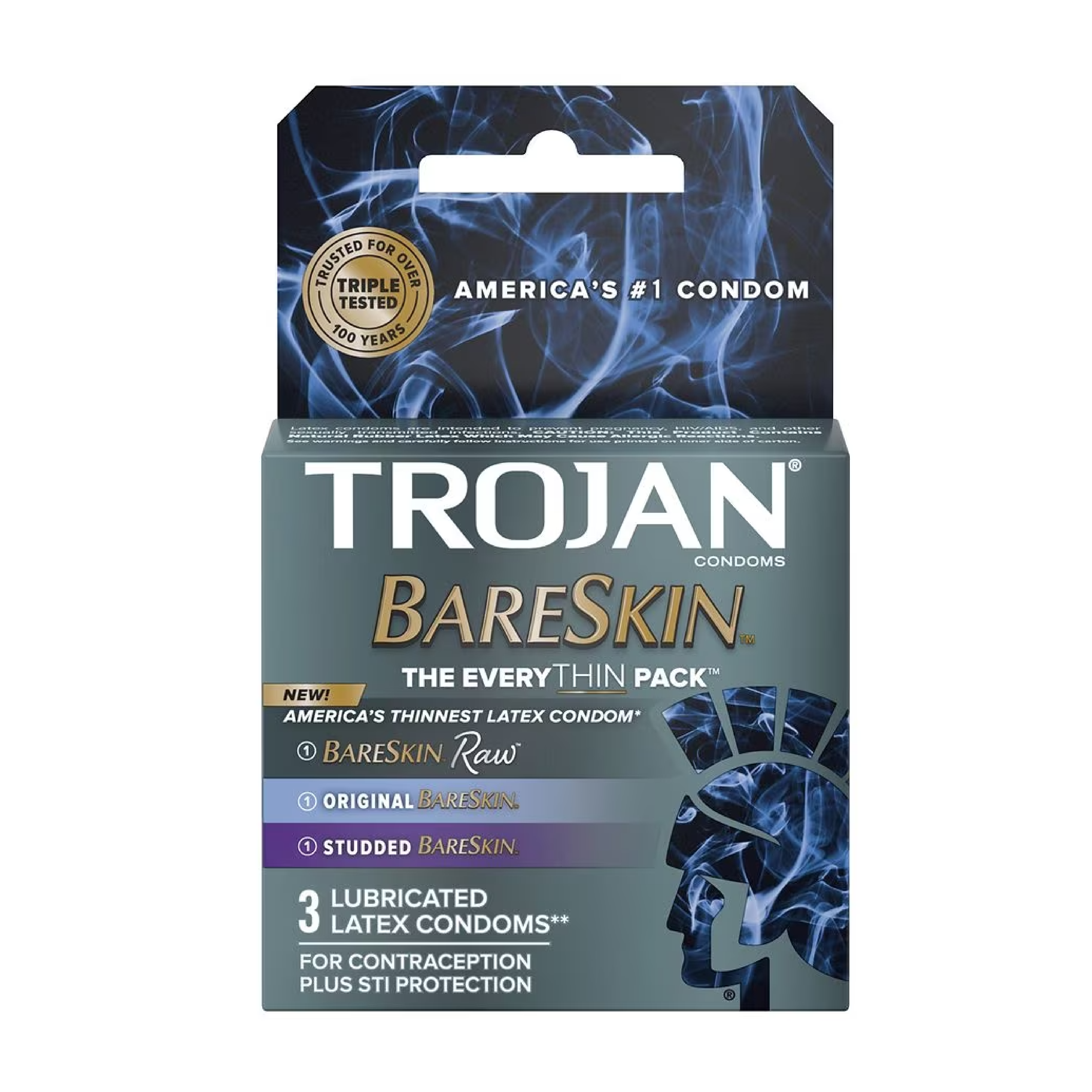 Trojan Bareskin EveryThin Variety Lubricated Latex Condoms 3 Pack