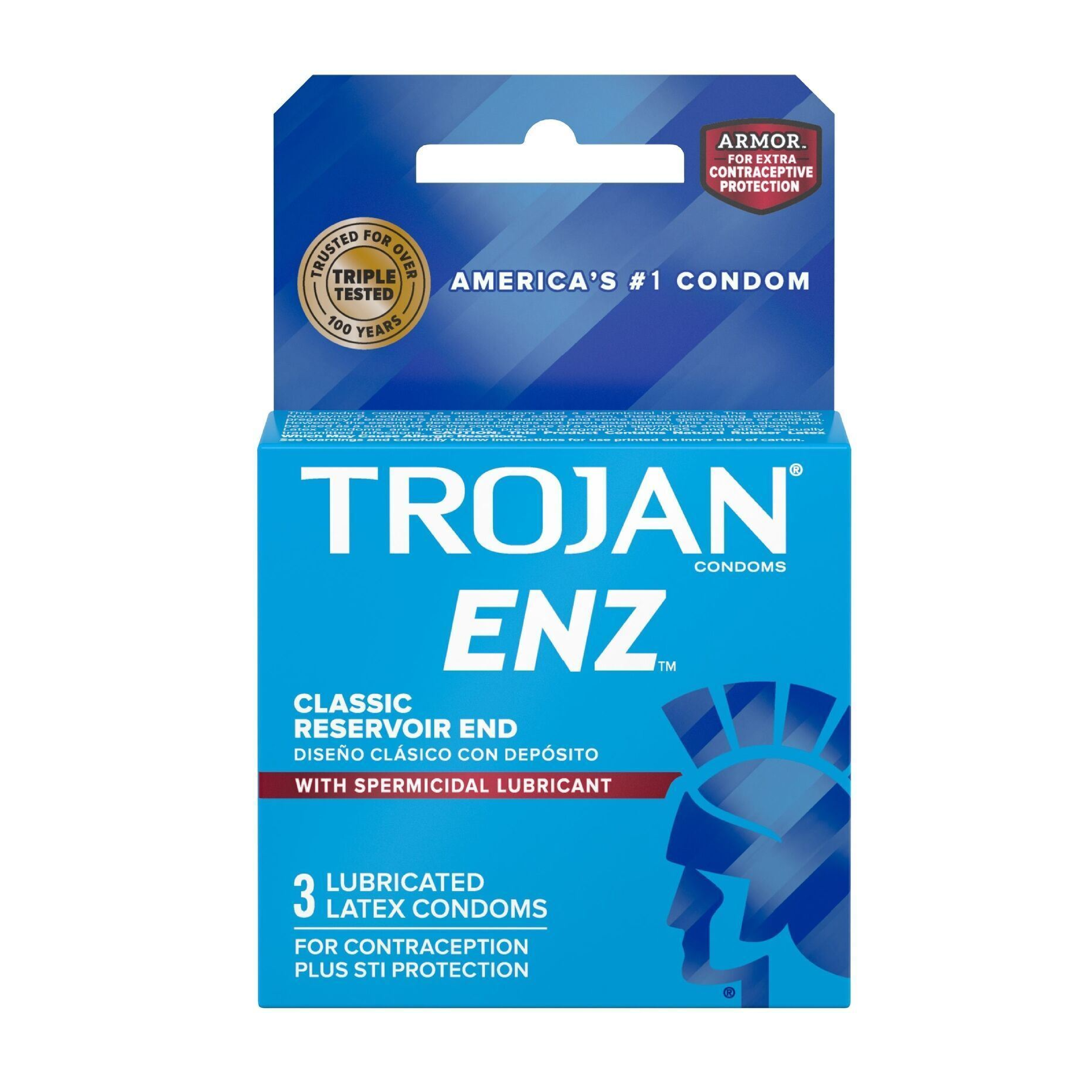 Trojan ENZ Classic With Spermicidal Lubricant Latex Condoms 3 Pack