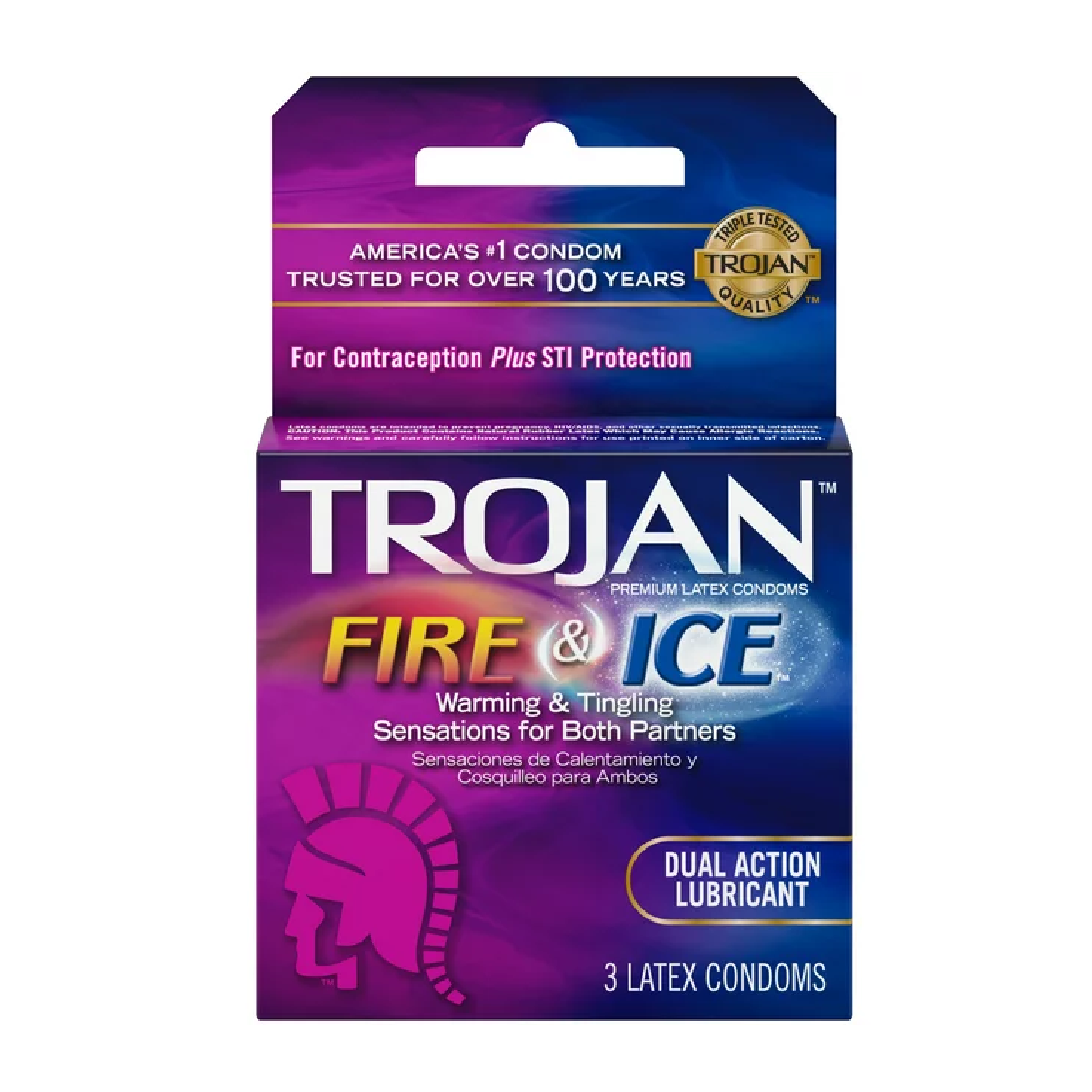 Trojan Fire & Ice Lubricated Latex Condoms 3 Pack