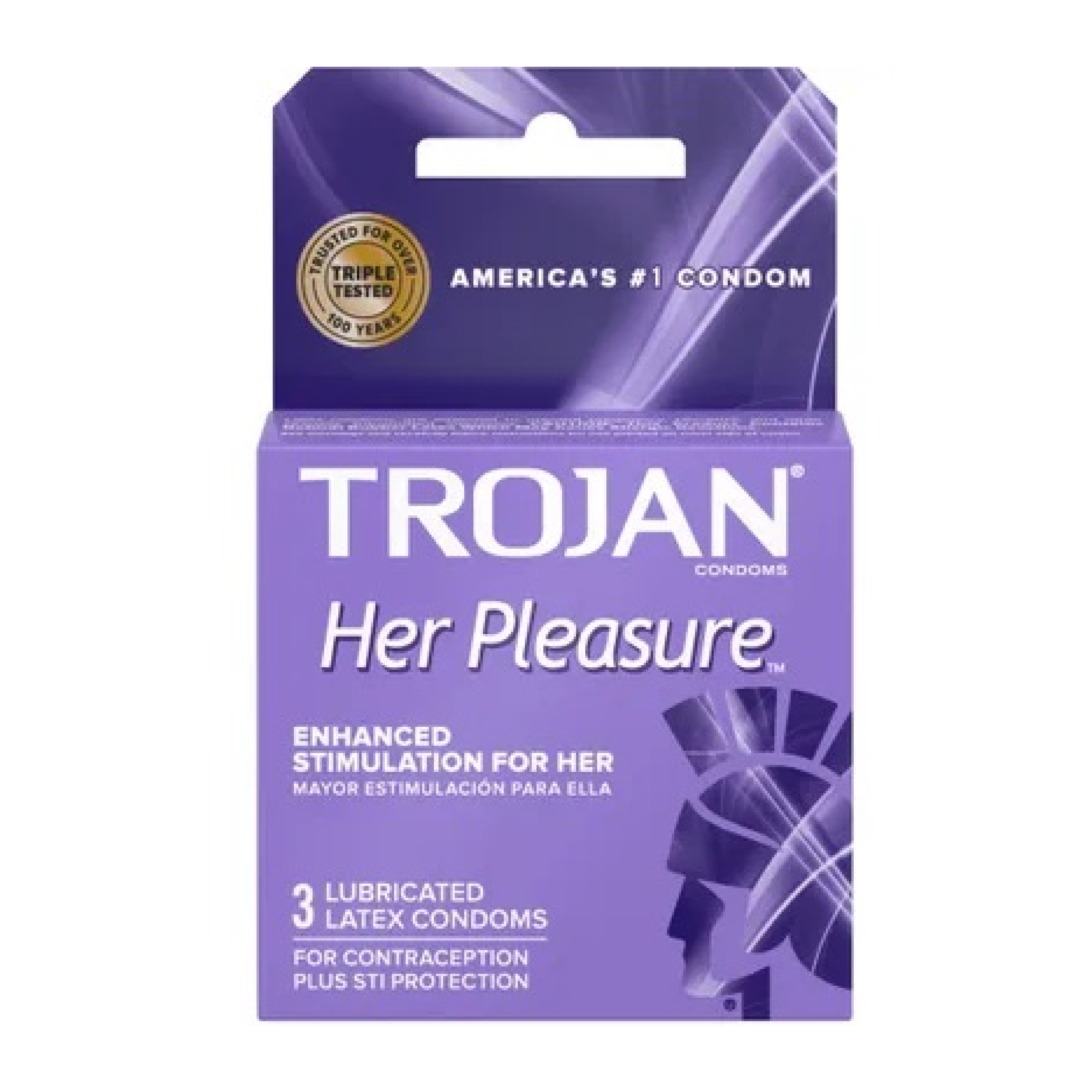 Trojan Her Pleasure Lubricated Latex Condoms 3 Pack