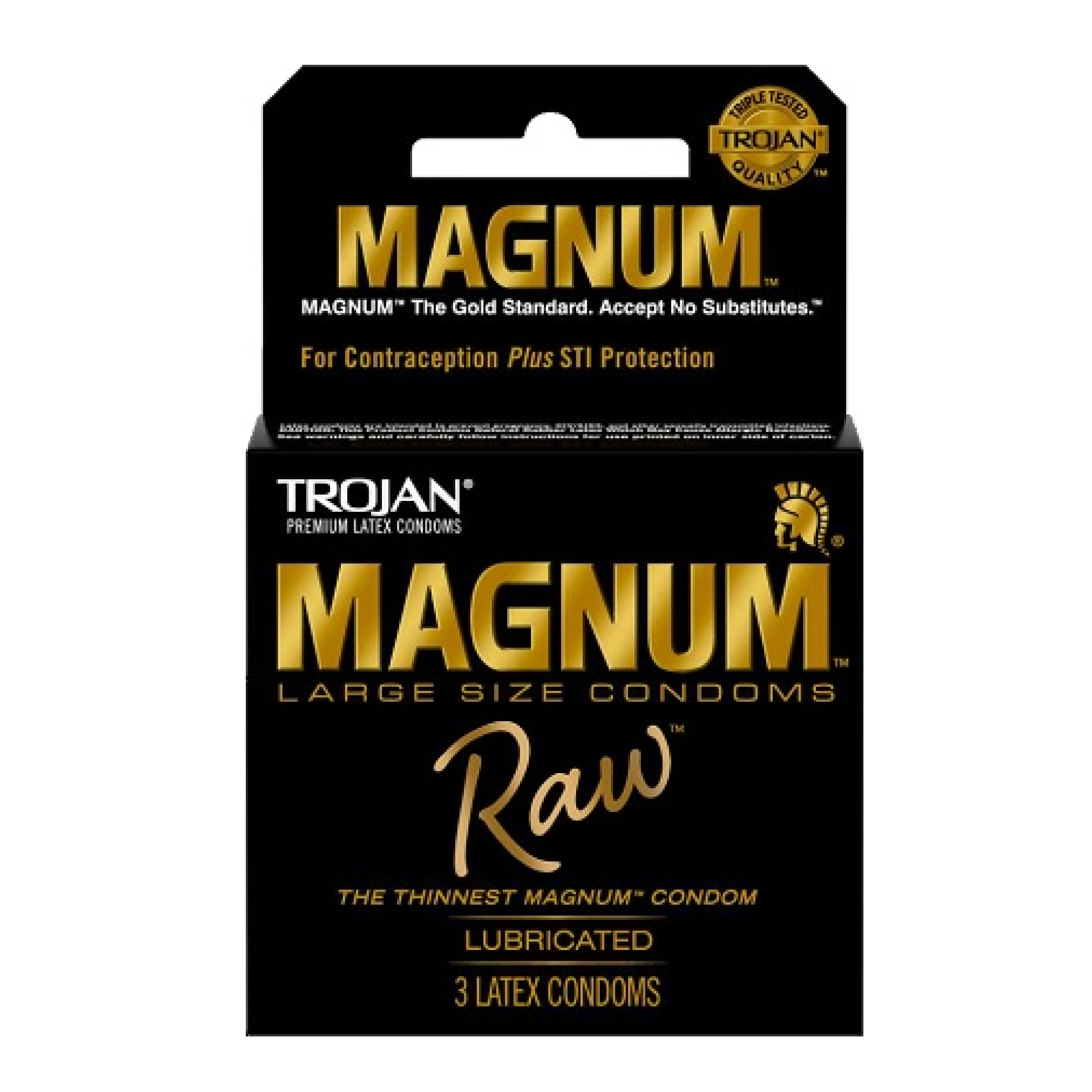 Trojan Magnum Raw Thin Large Lubricated Latex Condoms 3 Pack