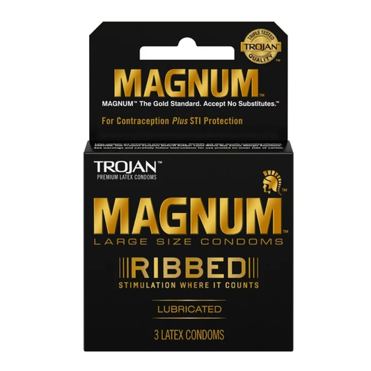 Trojan Magnum Ribbed Large Lubricated Latex Condoms 3 Pack