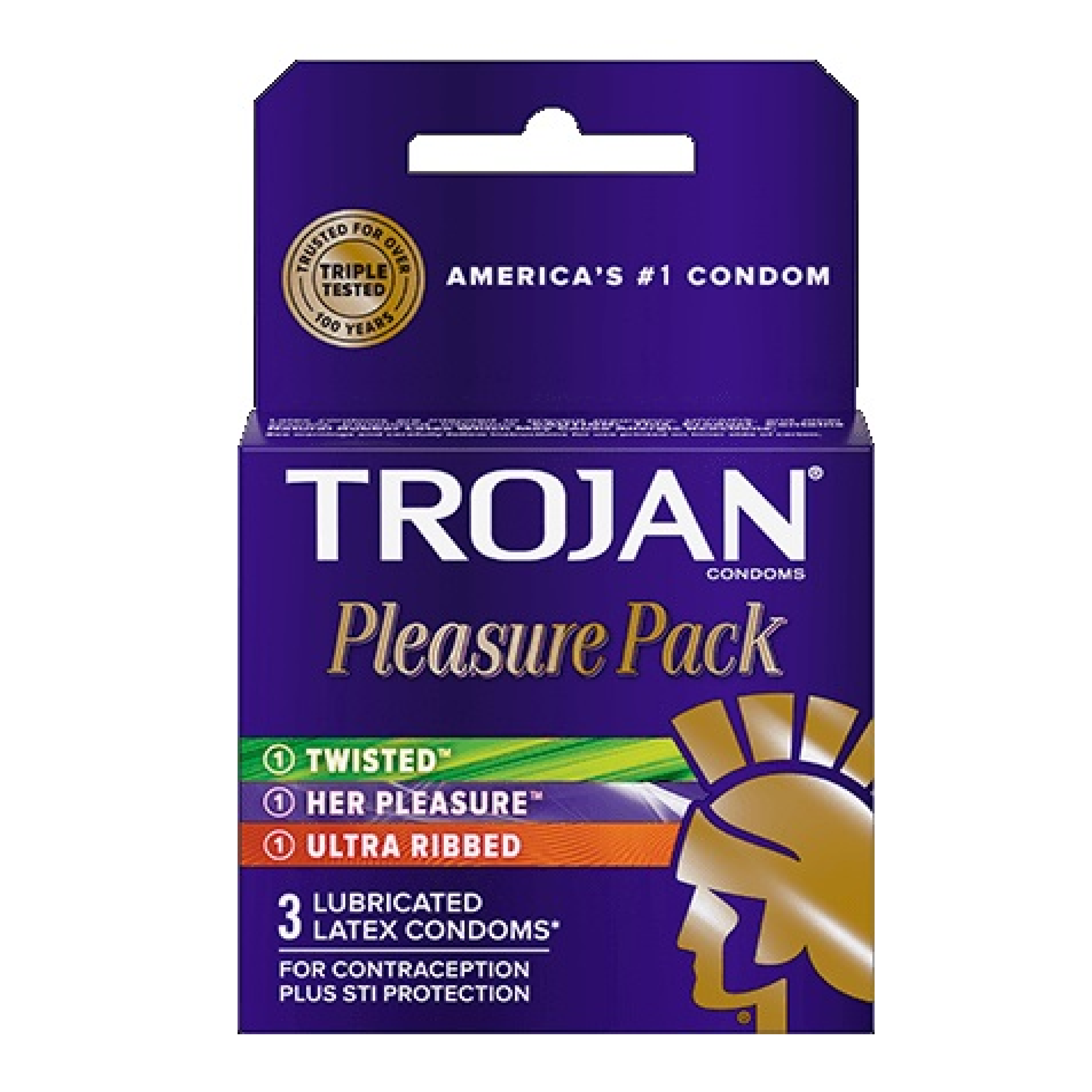 Trojan Pleasure Pack Variety Lubricated Latex Condoms 3 Pack