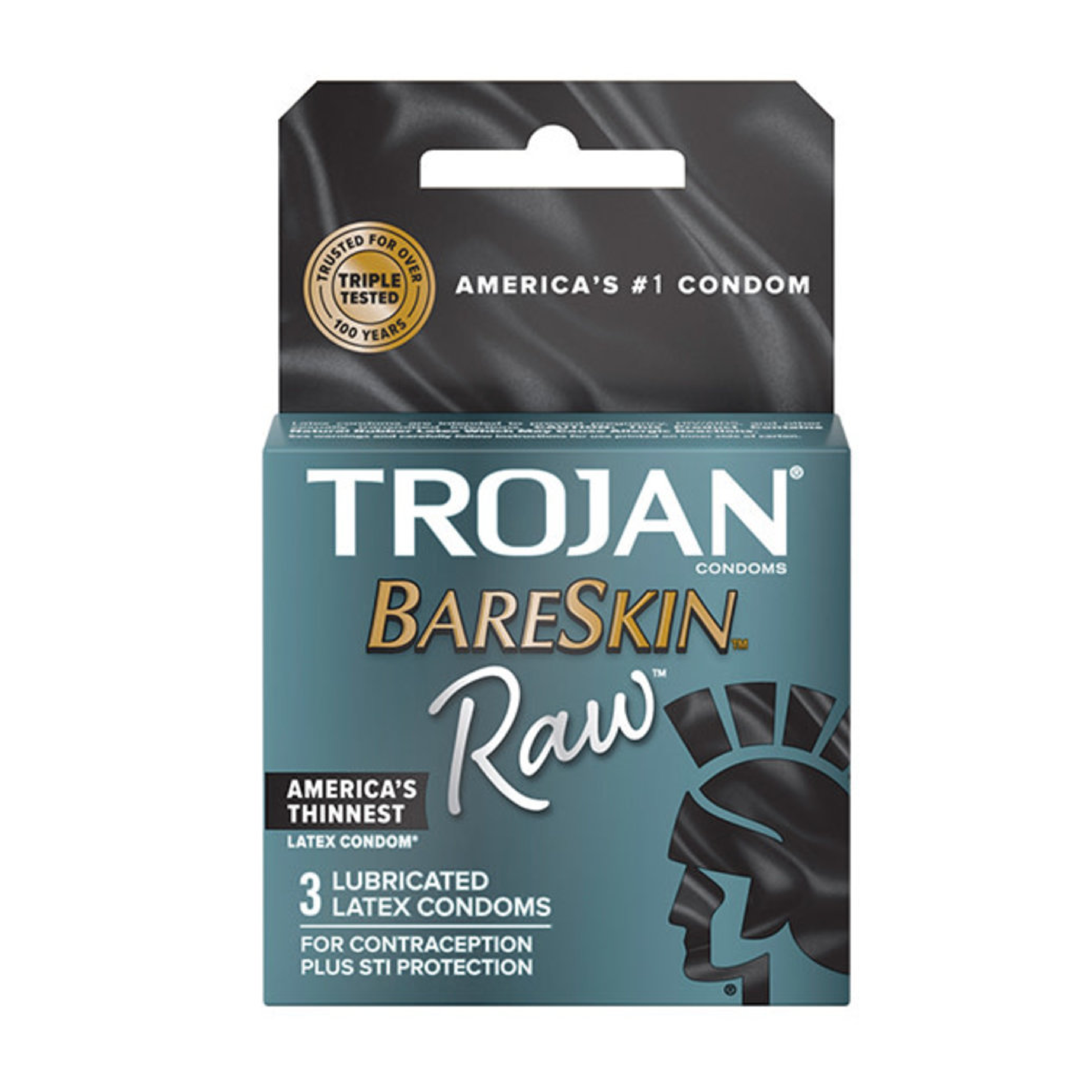 Trojan Bareskin Raw Thin Lubricated Latex Condoms 3 Pack