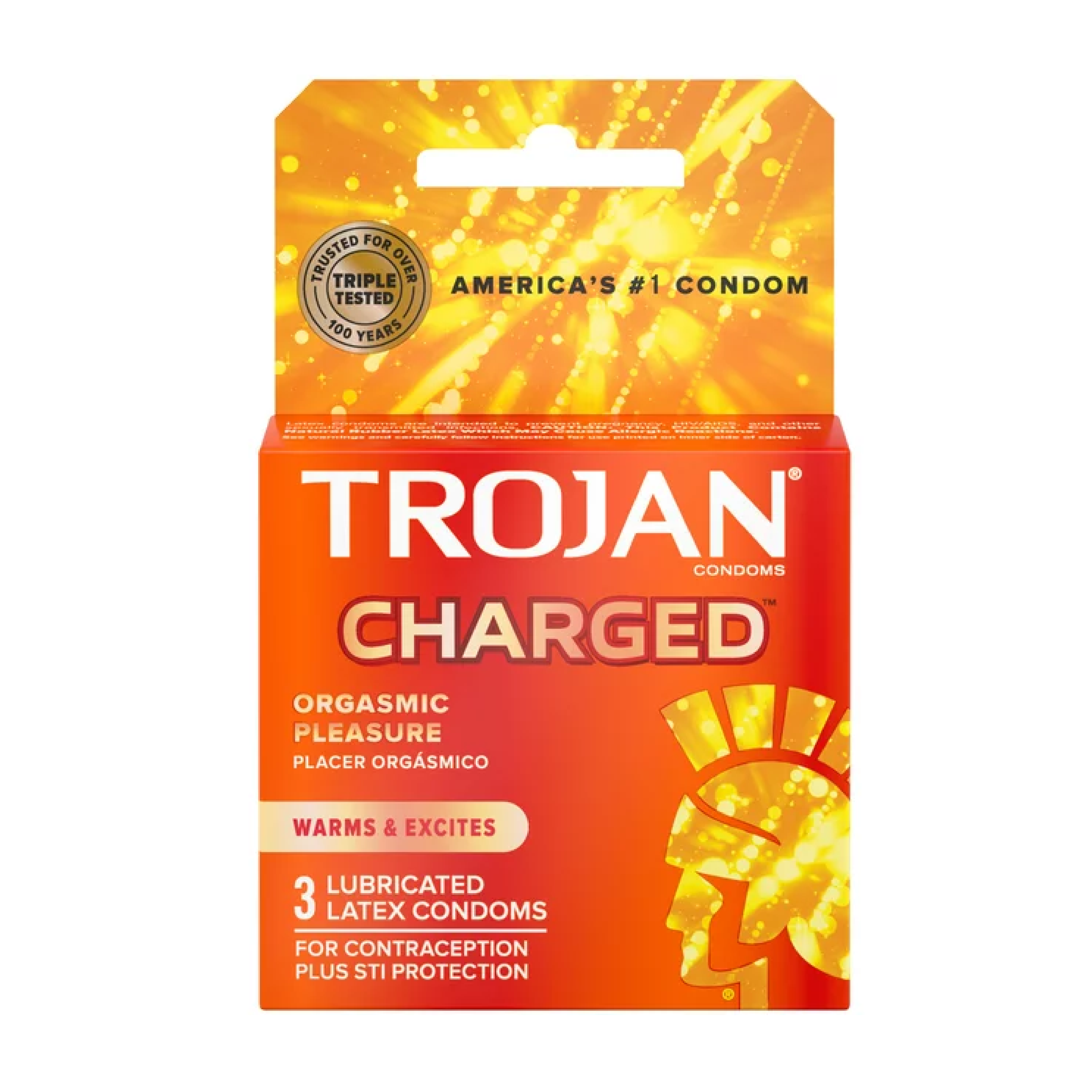 Trojan Charged Lubricated Latex Condoms 3 Pack