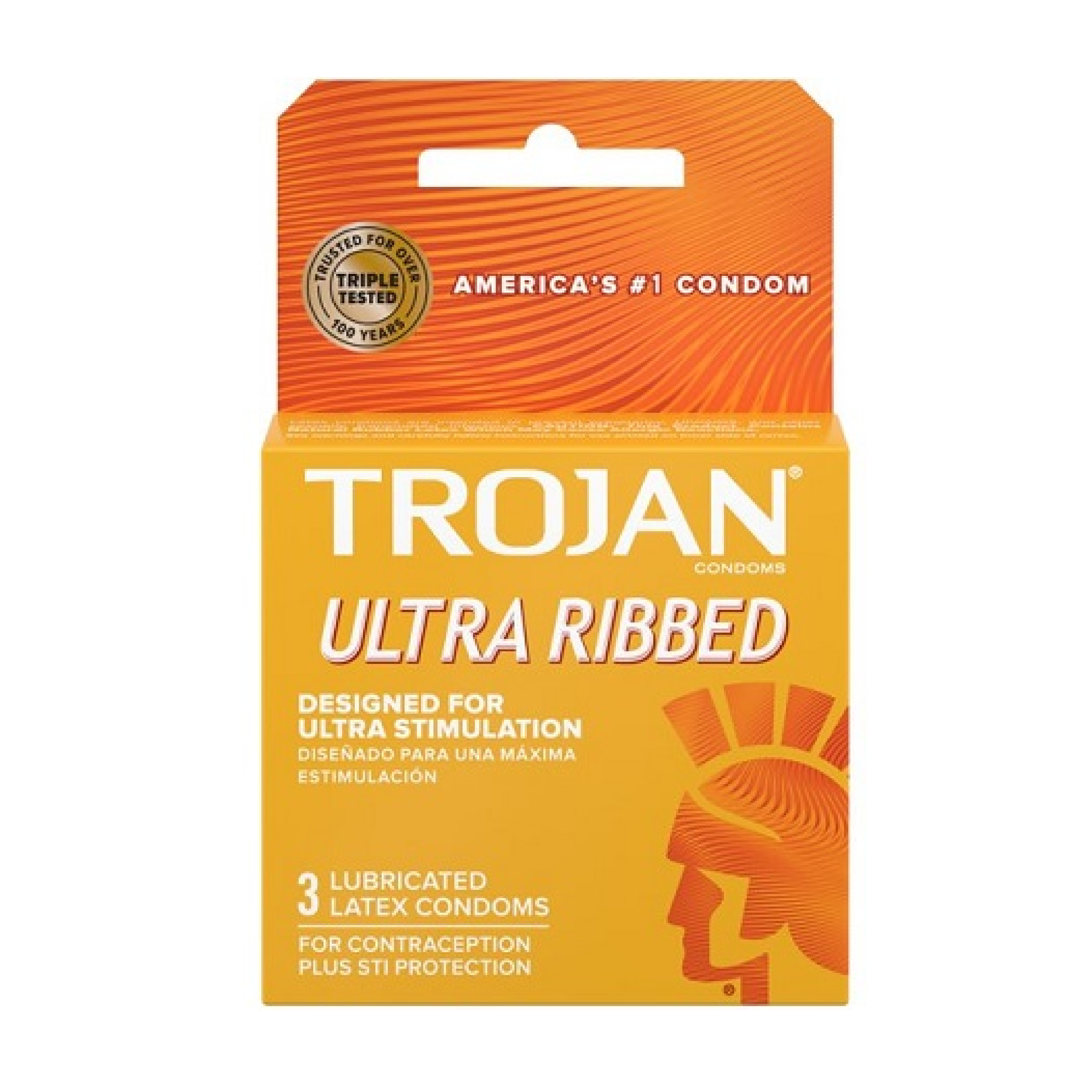 Trojan Ultra Ribbed Lubricated Latex Condoms 3 Pack