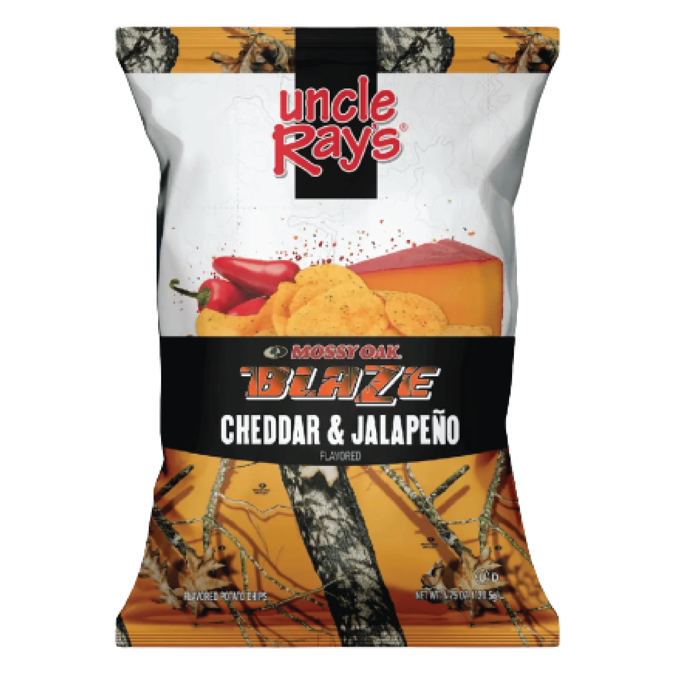 Uncle Ray's Mossy Oak Blaze Cheddar & Jalapeno Flavored Potato Chips 4.25oz