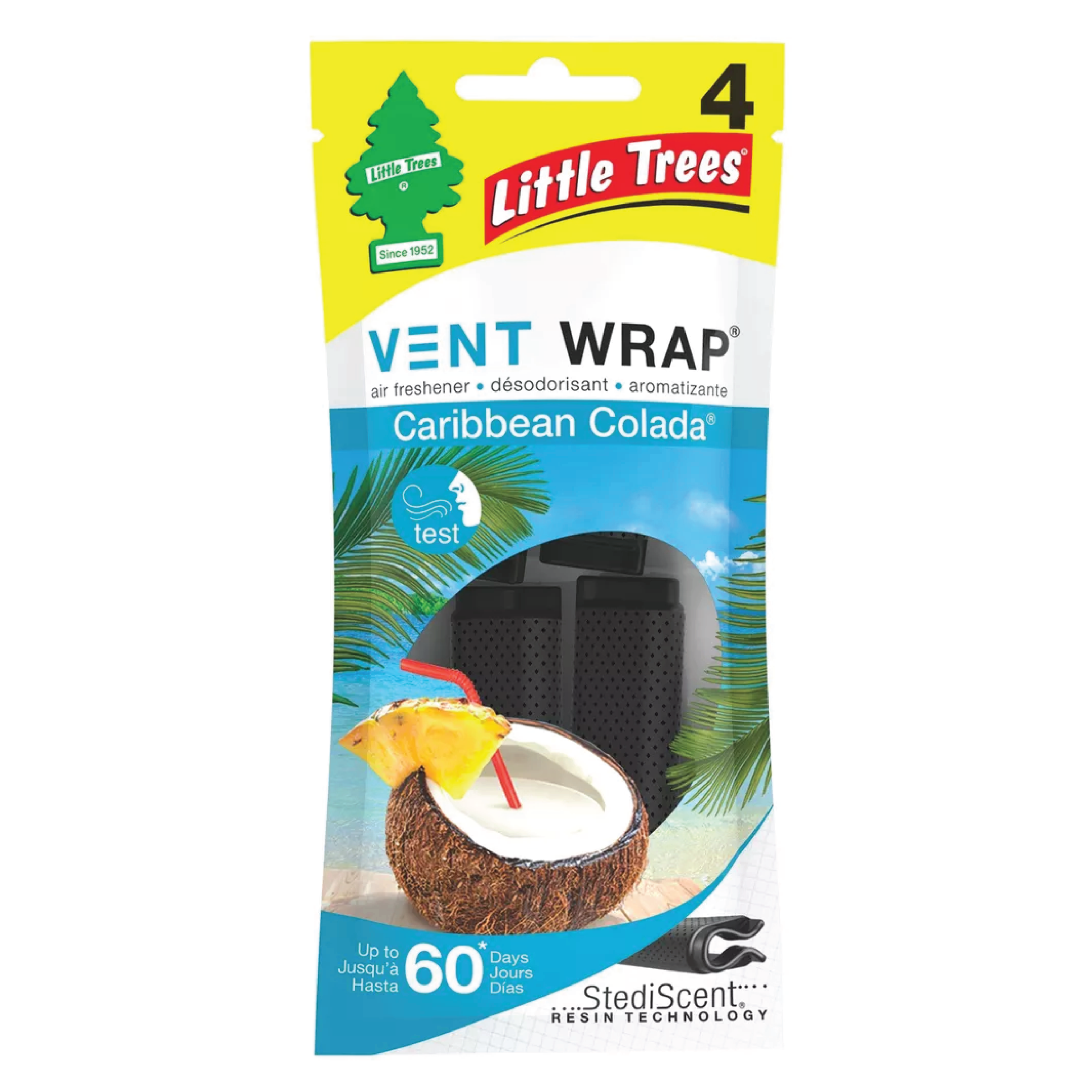 Little Trees Caribbean Colada Vent Wrap Car Air Freshener 4 Pack