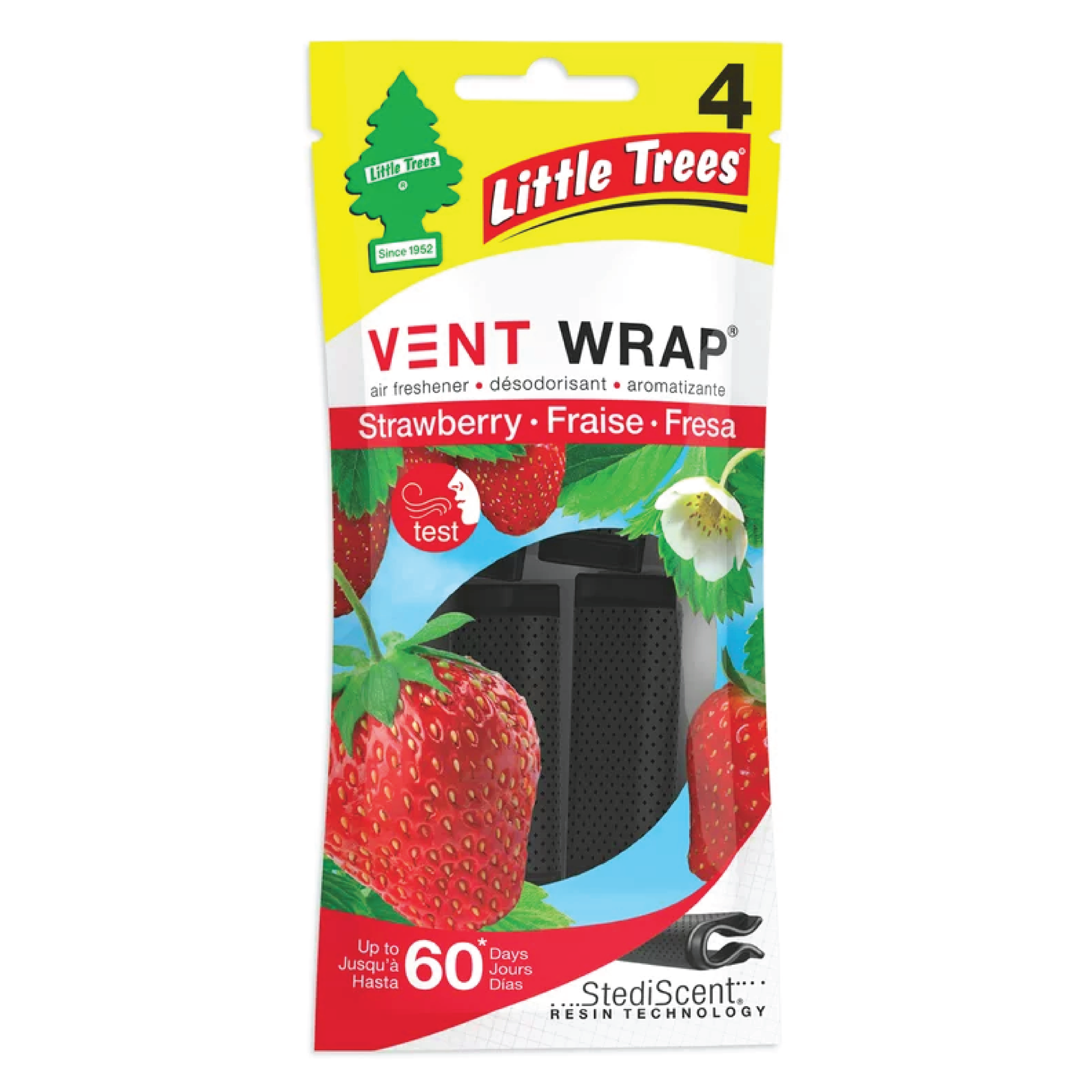 Little Trees Strawberry Vent Wrap Car Air Freshener 4 Pack