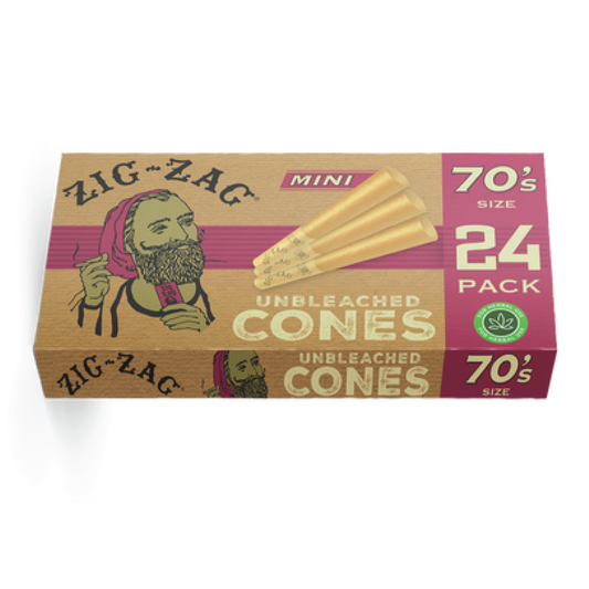 Zig Zag Mini 70's Unbleached Cones | 24 Cones Each