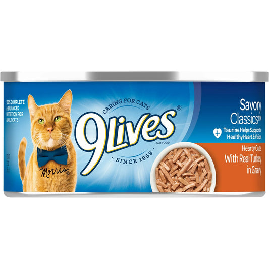 9Lives Can Turkey in Gravy Hearty Cuts 5.5oz