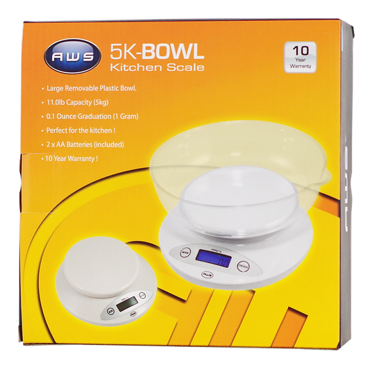 AWS 5K White Removable Bowl Kitchen Scale 5KG