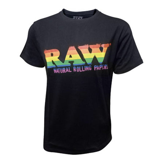 Raw 100% Cotton Black Shirt Rainbow Design
