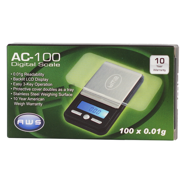 AWS AC-100 Black Digital LCD Scale 100G