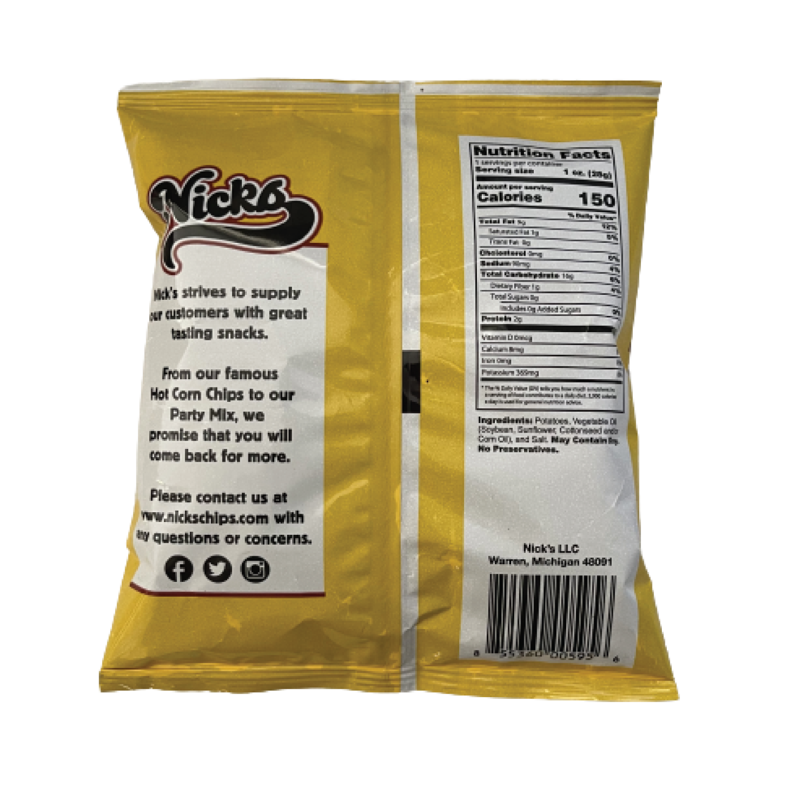 Nicks Potato Chips 1oz Bag