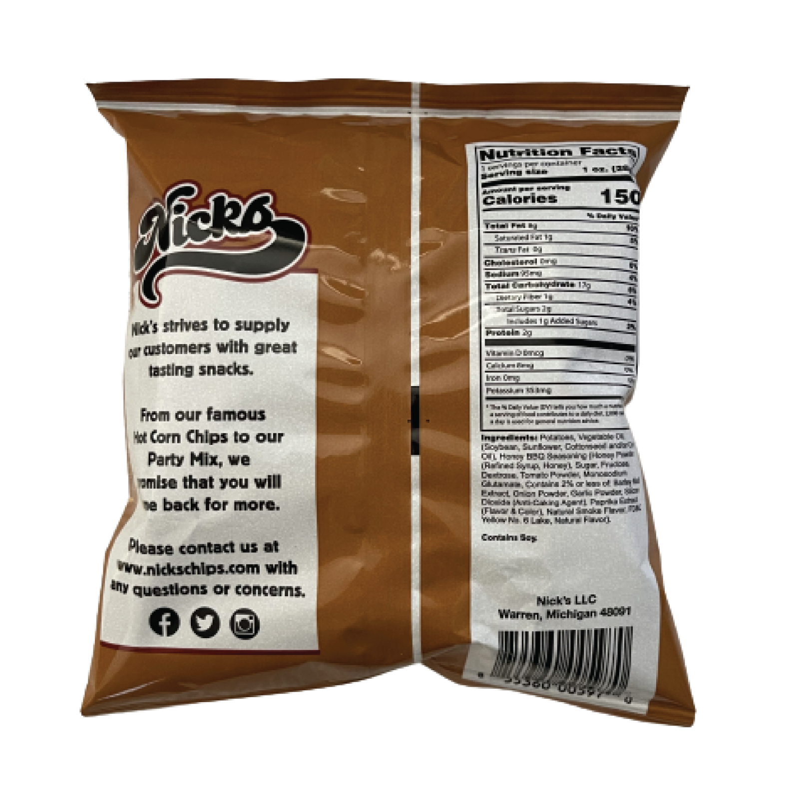 Nicks Potato Chips 1oz Bag