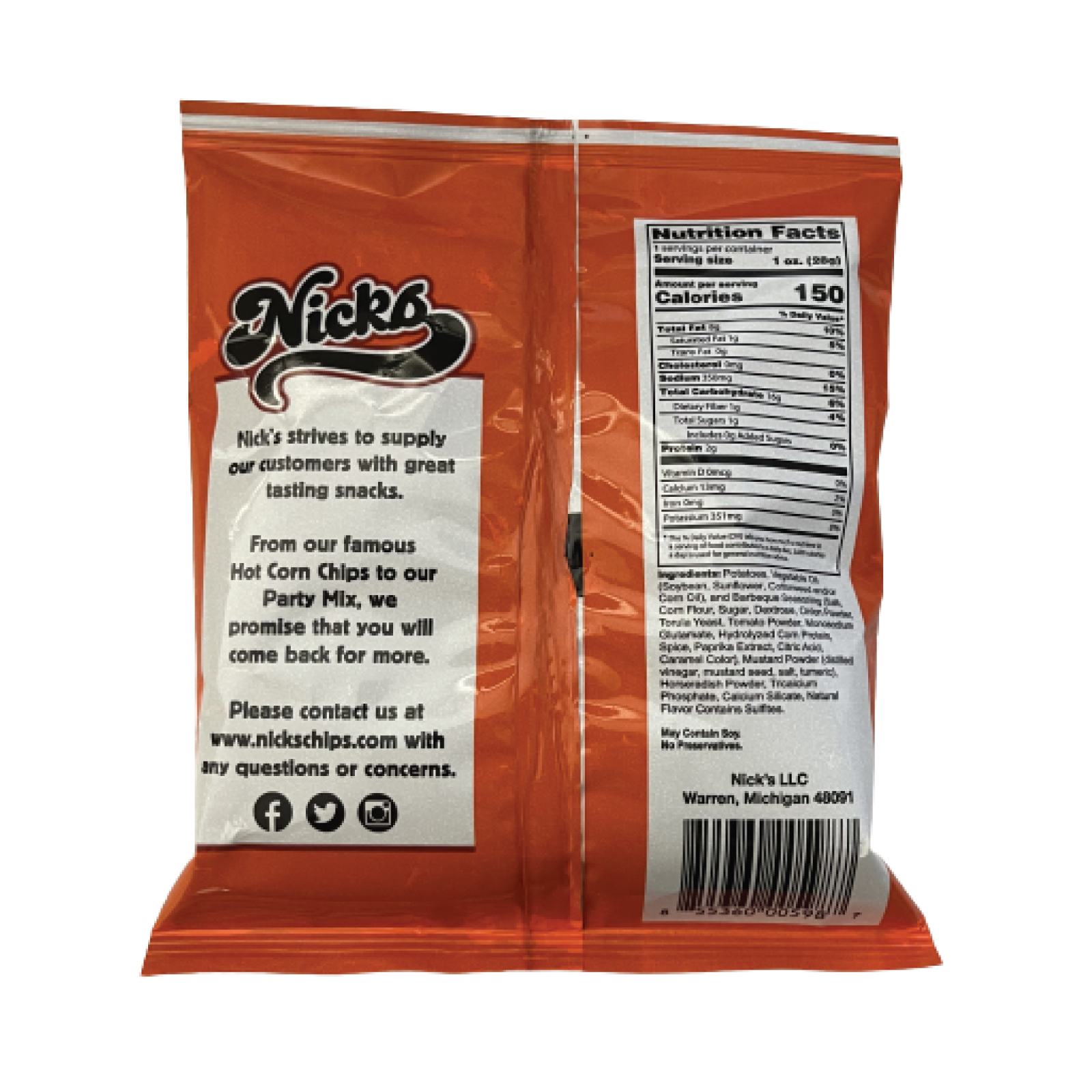 Nicks Potato Chips 1oz Bag