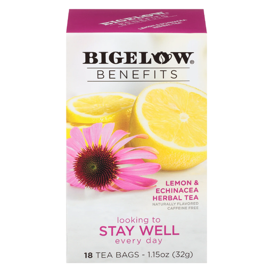 Bigelow Benefits Stay Well Lemon & Echinacea Herbal Tea | 18 Tea Bags