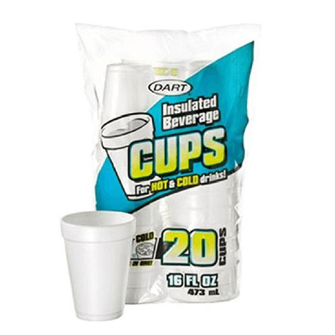 Dart Insulated Foam Cups 16 OZ (20 Cups)