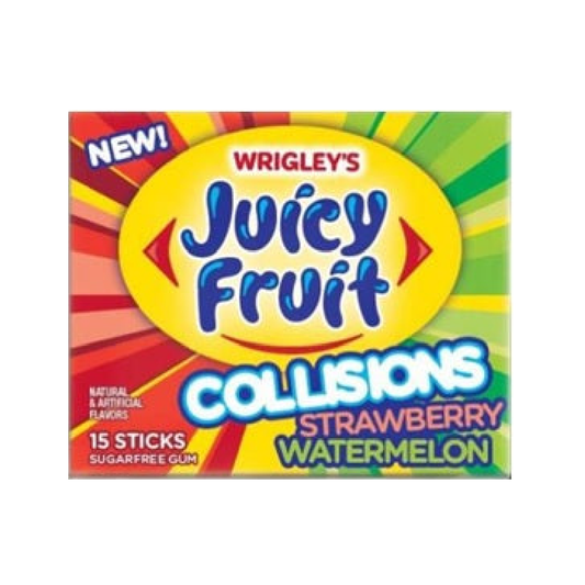 Wrigley's Juicy Fruit Collisions Strawberry Watermelon Gum 15CT