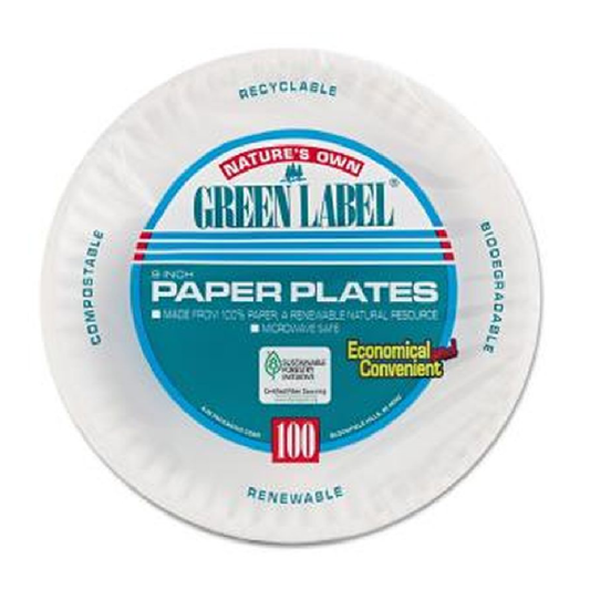 Nature's Own Green label Paper Plates 9" 100CT