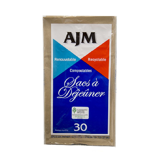 AJM Paper Lunch Bags (30 Bags) (5"x3"x10")