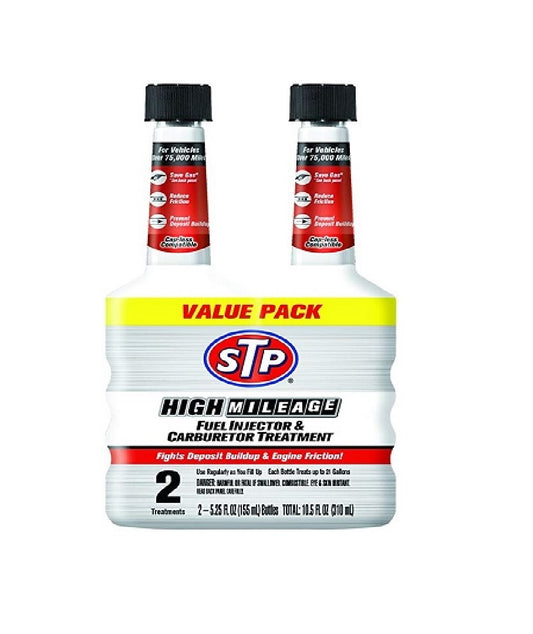 Value Pack Fuel Injector & Carburetor Treatment High Mileage by STP 5.25oz 2PK