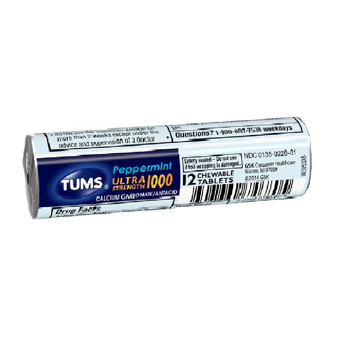 Tums Ultra 1000 Peppermint Tablets 12CT
