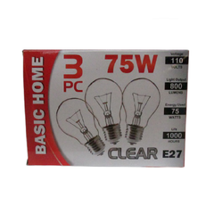 Basic Home 75W Clear Light Bulbs (3 Light Bulbs)