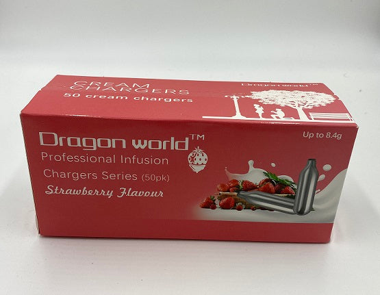 Dragon World Cream Chargers Strawberry 50pk