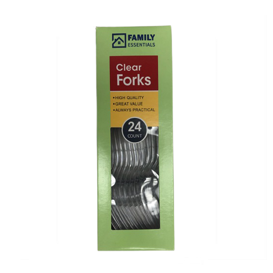 Family Essentials Clear Plastic Forks