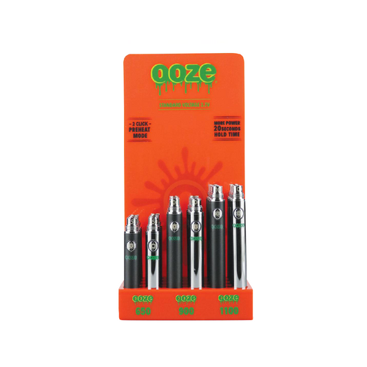 OOZE 2 Click Preheat Mode Black & Silver Batteries 650-1100 mAH