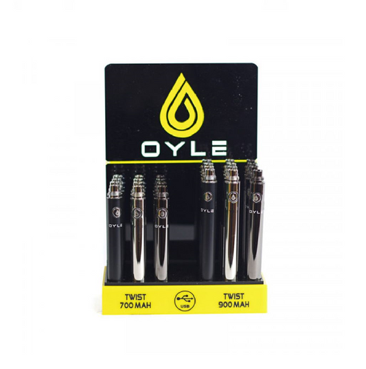 OYLE Black & Silver Slim Twist Batteries 700-900 mAH