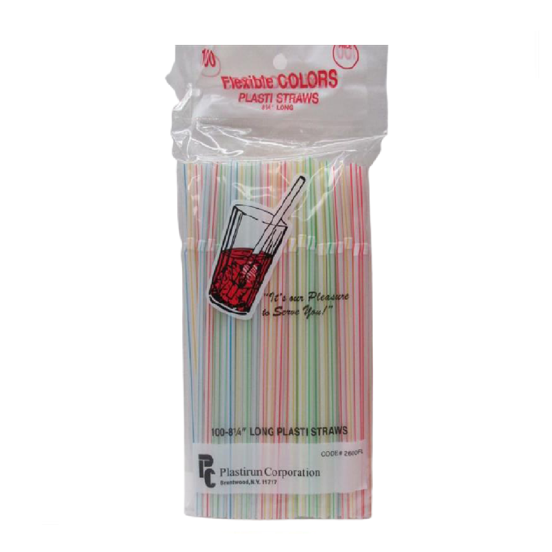 Plastirun Corporation Assorted Flexible Straws 8 1/4